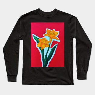 Daffodil Dream w background Long Sleeve T-Shirt